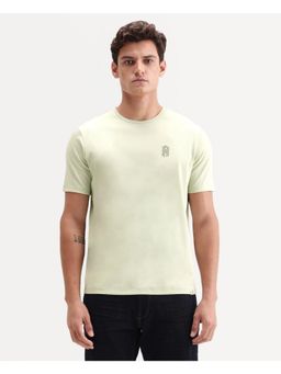 Rare Rabbit - Men Green Cotton Crew Neck T-Shirt
