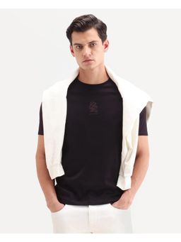 Rare Rabbit - Men Purple Cotton Crew Neck T-Shirt