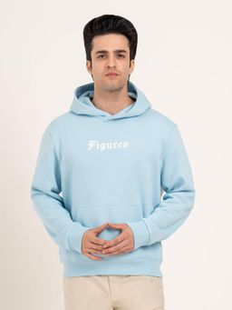 Red Tape - Men Blue Cotton Fleece Hooded Hoodie