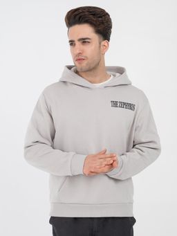 Red Tape - Men Grey Cotton Fleece Hooded Hoodie