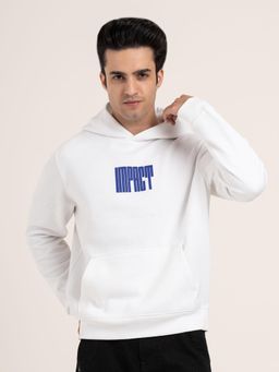 Red Tape - Men White Cotton Fleece Hooded Hoodie