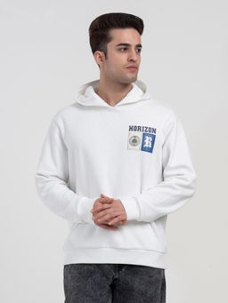 Red Tape - Men White Cotton Fleece Hooded Hoodie