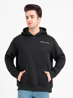 Red Tape - Men Black Cotton Fleece Hooded Hoodie