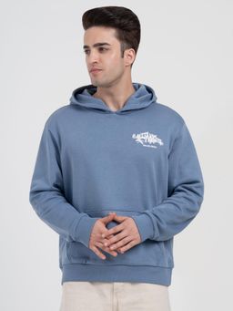 Red Tape - Men Blue Cotton Fleece Hooded Hoodie