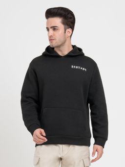 Red Tape - Men Black Polycotton Hooded Hoodie