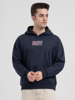 Red Tape - Men Navy Blue Cotton Fleece Hooded Hoodie