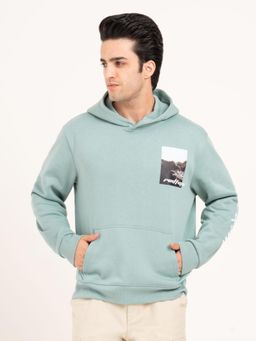 Red Tape - Men Green Cotton Fleece Hooded Hoodie