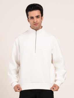 Red Tape - Men White Cotton Blend High Neck Sweatshirt