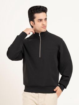 Red Tape - Men Black Cotton Blend High Neck Sweatshirt