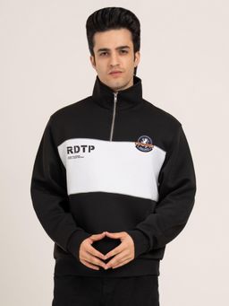 Red Tape - Men Black Polycotton High Neck Sweatshirt