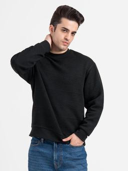 Red Tape - Men Black Polyester Round Neck Sweatshirt