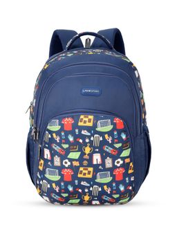 Lavie Sport - Sporty 39L Printed School Unisex Backpack with Rain cover for Boys/Girls (Navy) (L)