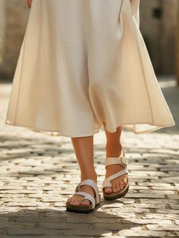 Inc.5 - Womens Off White Casual Solid One Toe Flat Sandals