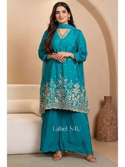 Label S4U - Women Cotton Printed Kurta with Palazzo and Dupatta