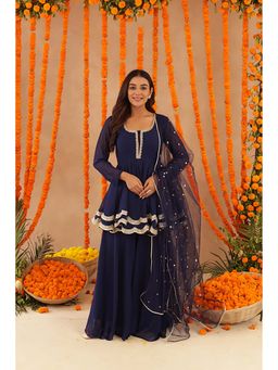 DEASHA INDIA - Women Georgette Solid/Plain Top with Sharara and Dupatta