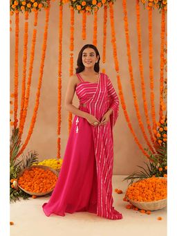 DEASHA INDIA - Women Georgette Stripes Top with Palazzo and Dupatta