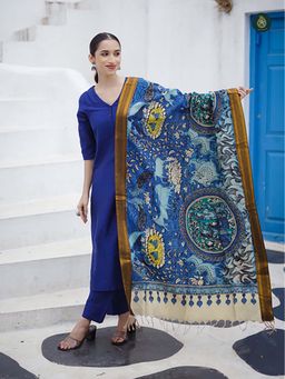 Ethnic Elements - Women Viscose Solid/Plain Kurta with Pant and Dupatta