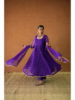 Gulabo Jaipur - Women Georgette Printed Anarkali Kurta with Pant and Dupatta