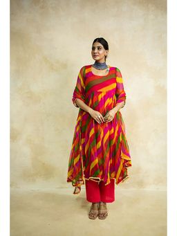 Gulabo Jaipur - Women Georgette Printed Anarkali Kurta with Pant and Dupatta