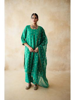 Gulabo Jaipur - Women Chanderi Embroidered Kurta with Pant and Dupatta