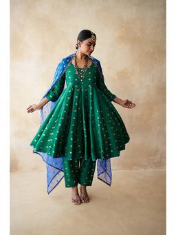 Gulabo Jaipur - Women Chanderi Embroidered Kurta with Pant and Dupatta