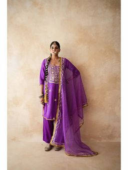 Gulabo Jaipur - Women Silk Embroidered Kurta with Pant and Dupatta