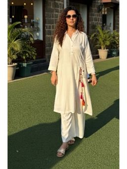 Ishnya - Women Cotton Solid/Plain Kurta and Pant