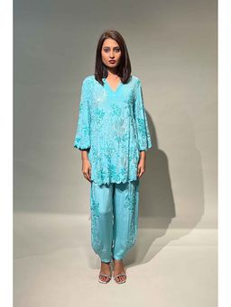 Rukinder Kumar - Women Crepe Embroidered Kurta and Pant
