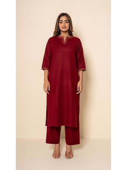 Kameez - Women Wool Solid/Plain Kurta and Pant