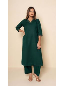 Kameez - Women Wool Solid/Plain Kurta and Pant