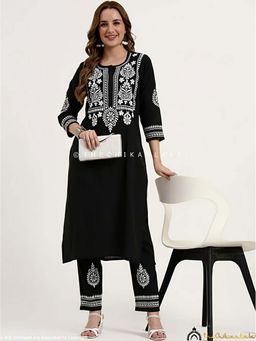 The Chikan Label - Women Cotton Embroidered Kurta and Pant