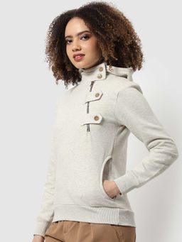 Campus Sutra - Womens Cream Regular Fit Utility Jacket