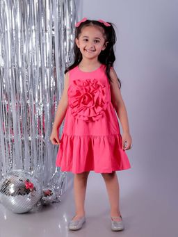 Lil Drama - Glam Up Girls Pink Stylish Fit and Flare Party Dress