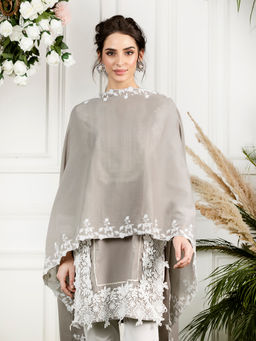 Mulmul - Grey Solid Cotton Lily Dupatta