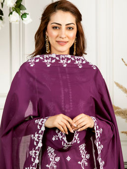 Mulmul - Purple Solid Cotton Lily Dupatta