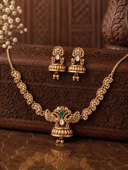 Voylla - Pillars Of Time Jhumka Pendant Necklace Set