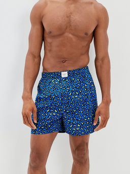 American Eagle - Men Blue Leopard Print Stretch Boxer Short