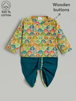 Hopscotch - Multi-Color Printed Kurta and Dhoti