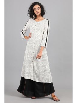 W - Geometric Kurta In White