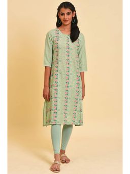 W - Green Floral Kurta