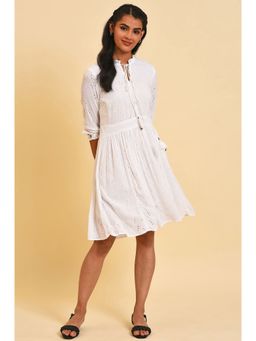 W - Detailing Dress In White