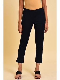 W - Blue Solid Slim Pant