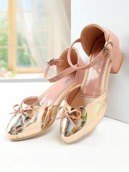 Hopscotch - Girls Gold Graphic Print Mary Jane Sandals Heels