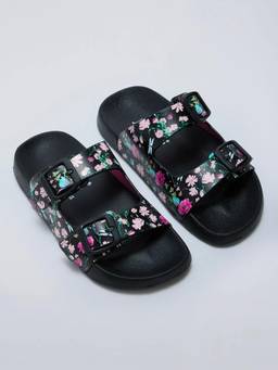 Hopscotch - Floral Blue Buckle Sandals