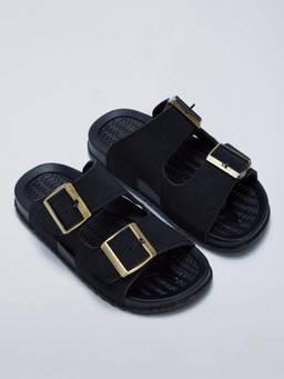 Hopscotch - Black Buckle Closure Sandals