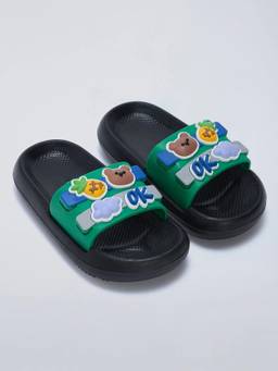 Hopscotch - Green 3D Teddy Applique Sliders