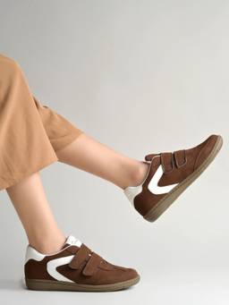 Shoetopia - Brown Casual Sneakers Double Velcro Closure Lightweight