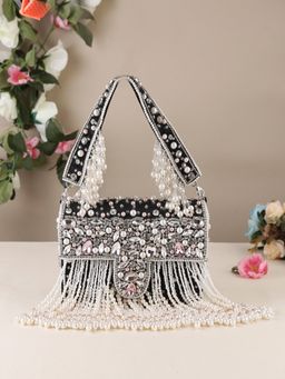 SWISNI - Black Embellished Pearl Bag (S)