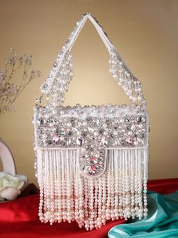 SWISNI - White Embellished Pearl Bag (S)