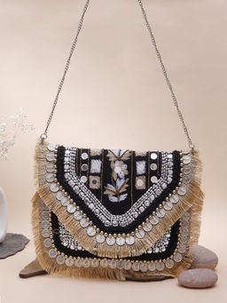 SWISNI - Black Canvas Banjara Boho Bag (S)